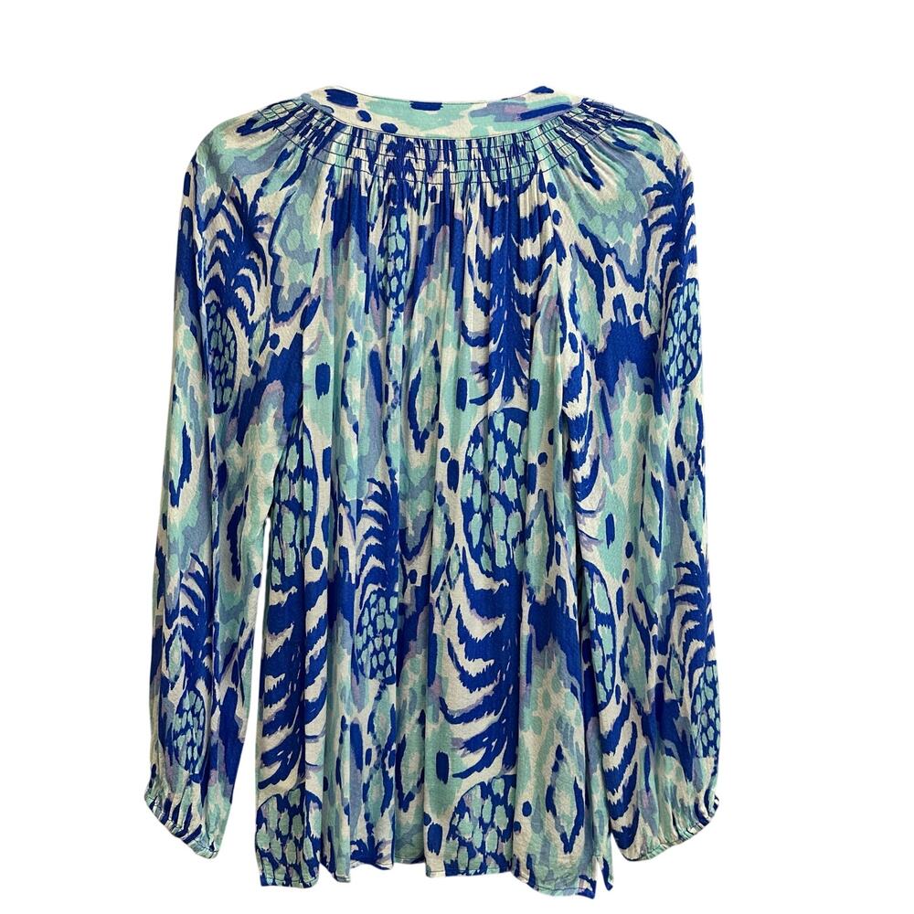 Lilly Pulitzer Elsa Long Sleeve Top "Tropi Call Me" Blue Women's Medium *READ* - Picture 4 of 8